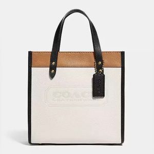 COACH Colorblock Leather Field Tote 22 Bag, Chalk Multi/Brass SOLD OUT
